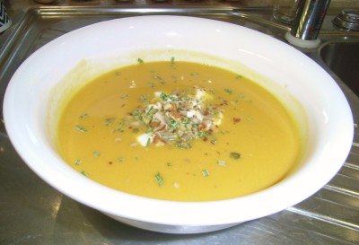 Pumpkin Soup - one version - it's often all about what is put on the top