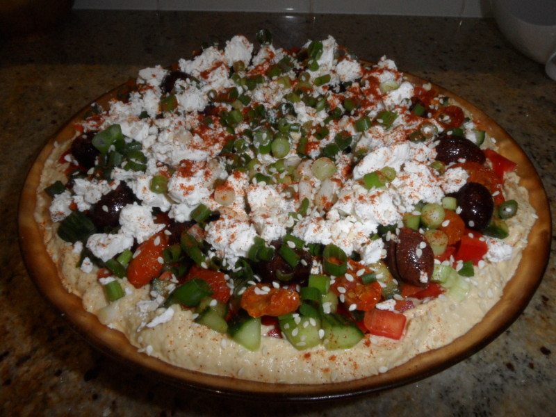 Layered Greek Dip - any ingredients and tastes better the next day - if there is any left over