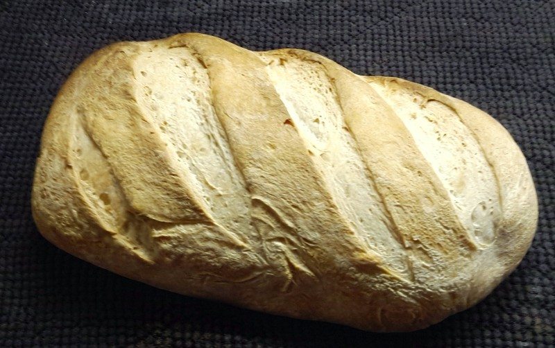 Freeform sourdough proven in a greased loaf tin - no sticking 