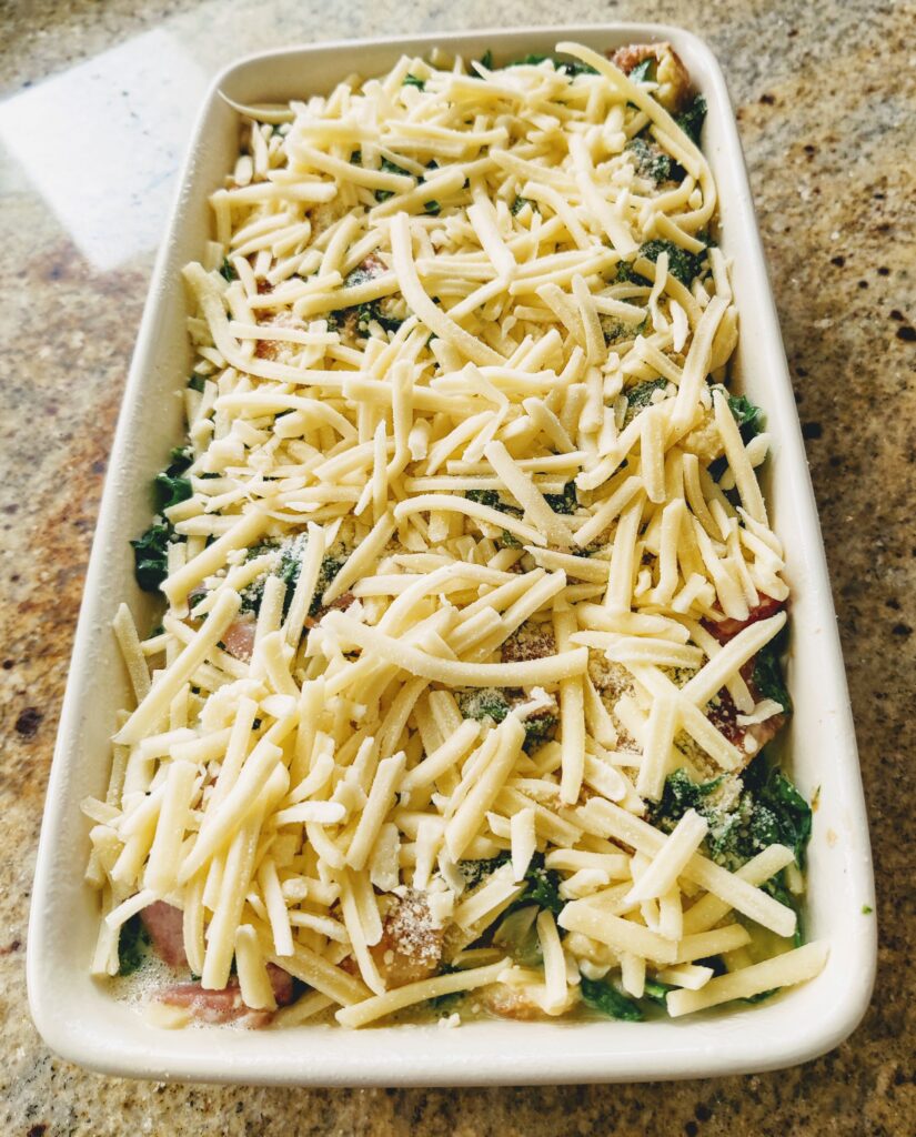 Breakfast Strata ready to go in the oven