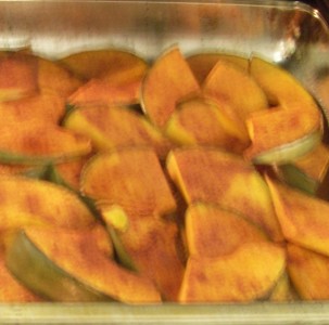 Roast pumpkin with cinnamon and sugar