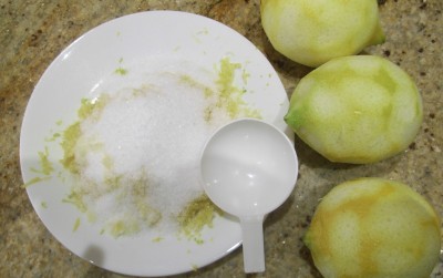 Lemon and salt ready to be mixed together