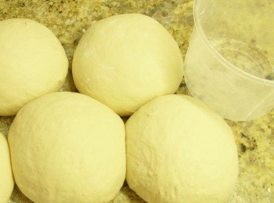 Pizza dough rolled after initial mixing