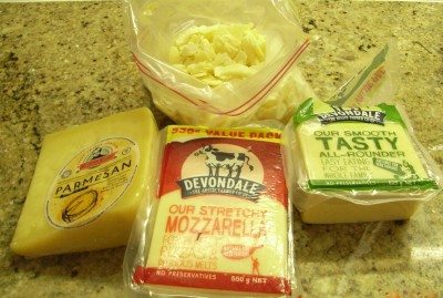 Mozzarella, parmesan and tasty cheeses