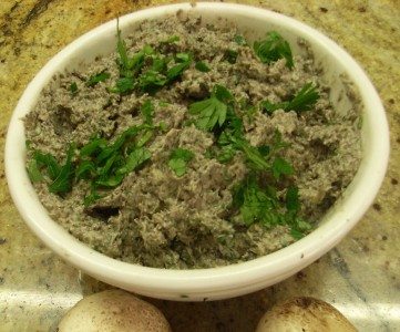 Mushroom pate with additional parsley on top