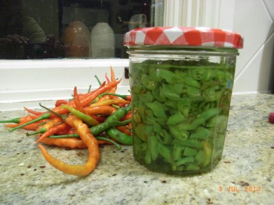 Pickled Green Chillis